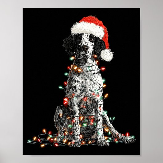 Funny English Setter Christmas Graphics Dog Lights Poster (Voorkant)