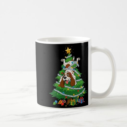 Funny English Springer Spaniel Dog Christmas Tree  Koffiemok (Rechts)