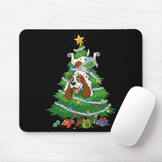 Funny English Springer Spaniel Dog Christmas Tree  Muismat (Met muis)