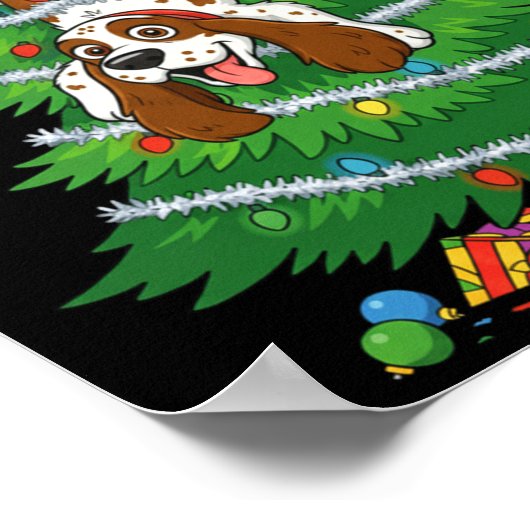 Funny English Springer Spaniel Dog Christmas Tree  Poster (Hoek)