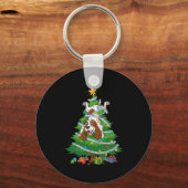 Funny English Springer Spaniel Dog Christmas Tree  Sleutelhanger (Voorkant)
