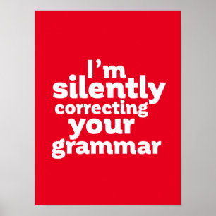 Funny English Teacher Silently Correction Grammar Poster