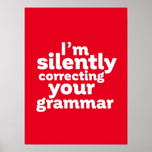 Funny English Teacher Silently Correction Grammar Poster (Voorkant)
