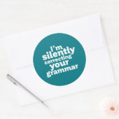 Funny English Teacher Silently Correction Grammar Ronde Sticker (Envelop)