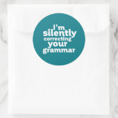 Funny English Teacher Silently Correction Grammar Ronde Sticker (Tas)