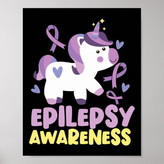 Funny Epilepsy Awareness Unicorn Ribbon Poster (Voorkant)