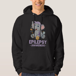 Funny Epilepsy Bewustheid Bloem Elephant Ribbon Hoodie