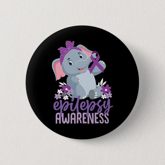 Funny Epilepsy Bewustheid Bloem Elephant Ribbon Ronde Button 5,7 Cm (Voorkant)