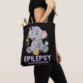 Funny Epilepsy Bewustheid Bloem Elephant Ribbon Tote Bag (Dichtbij)
