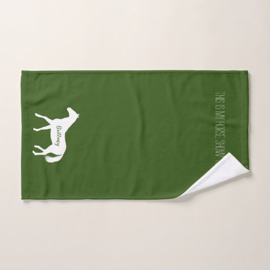Funny Equestrian Hunter Green Name Show Handdoek (Handdoek)