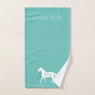 Funny Equestrian Turquoise Horse Name Horse Show Handdoek