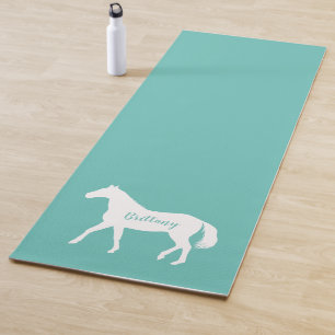 Funny Equestrian Workout Fitness Turquoise Horse Yogamat