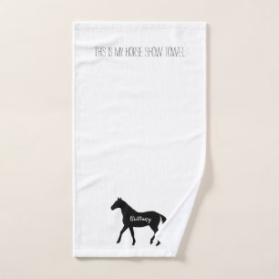 Funny Equestrian Zwart Paard Naam Paard Show Handdoek
