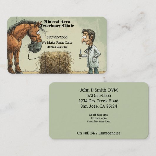 Funny Equine Veterinary Visitekaartje (Voorkant / Achterkant)
