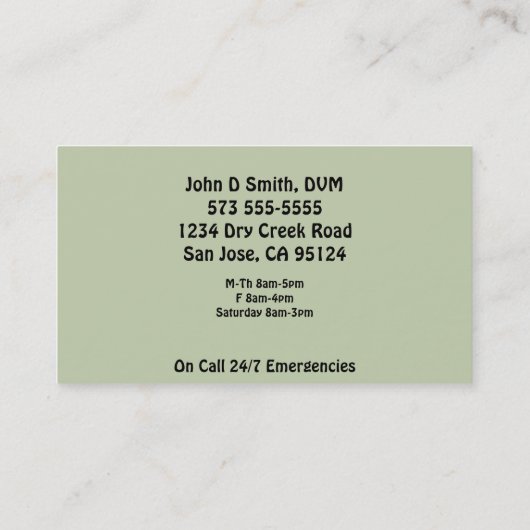 Funny Equine Veterinary Visitekaartje (Achterkant)