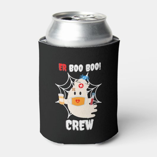 Funny ER Boo Boo Crew Nurse Halloween Cute Ghost Blikjeskoeler (Blikje Voorkant)