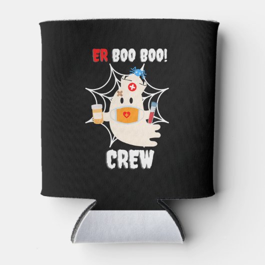 Funny ER Boo Boo Crew Nurse Halloween Cute Ghost Blikjeskoeler (Voorkant)
