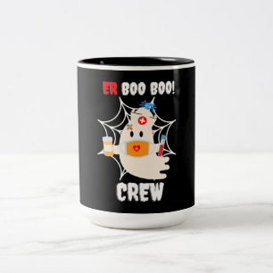 Funny ER Boo Boo Crew Nurse Halloween Cute Ghost Tweekleurige Koffiemok