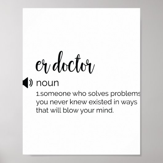 Funny ER Doctor definition Poster (Voorkant)