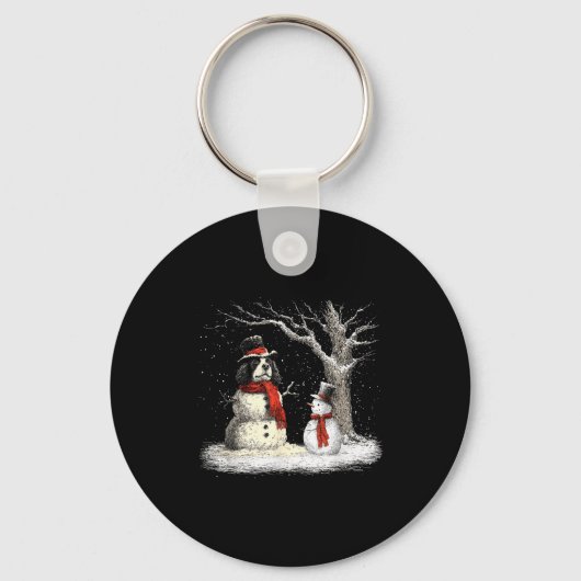 Funny Er Spaniel Dog In The Snow Tree Christmas Wi Sleutelhanger (Voorkant)