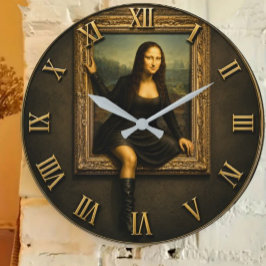 Funny Escaping Mona Lisa Stepping Out of the Frame Grote Klok