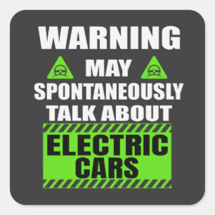 Funny EV Car - Electric Car Owner T-Shirt Sleutelh Vierkante Sticker