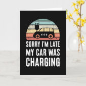 Funny EV Car Electric Vehicle Retro Sunset Gift Kaart (Gele Bloem)