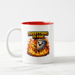  Funny Everything Is Fine Trash Can Mug Tweekleurige Koffiemok