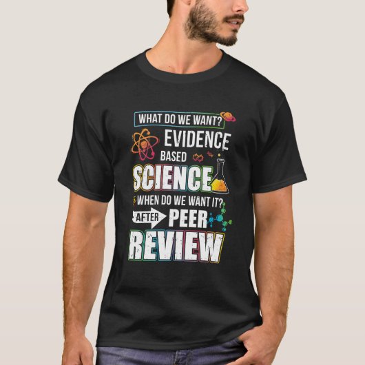 Funny Evidon Science After Peer Review T-shirt (Voorkant)