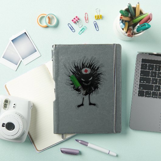 Funny Evil Bug verpleegster met spuit Sticker (iPad Cover)