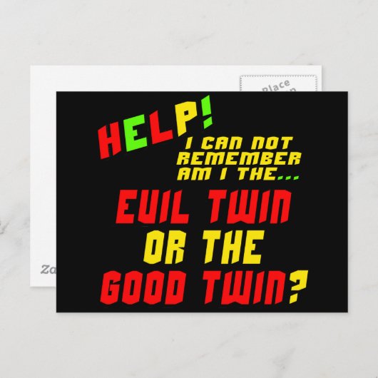 Funny Evil Twin T-shirts Gifts Briefkaart (Voorkant / Achterkant)