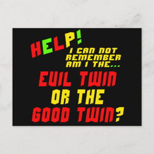 Funny Evil Twin T-shirts Gifts Briefkaart