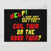 Funny Evil Twin T-shirts Gifts Briefkaart (Voorkant)