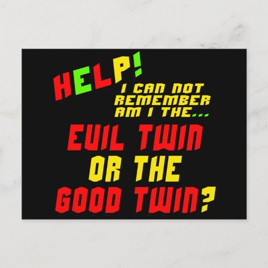 Funny Evil Twin T-shirts Gifts Briefkaart (Voorkant)