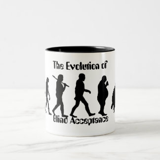 Funny Evolution of Man Parody Tweekleurige Koffiemok