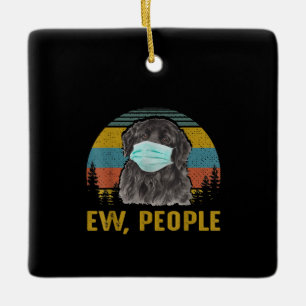 Funny Ew People Retro Newfoundland Dog Keramisch Ornament