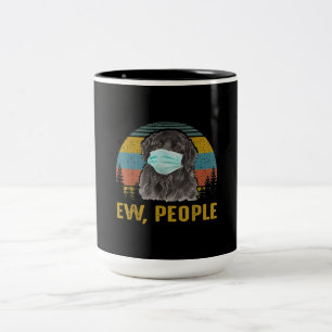 Funny Ew People  Retro Newfoundland Dog Tweekleurige Koffiemok