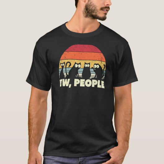 Funny Ew People Sarcastic Black Cat Retro Cute Kit T-shirt (Voorkant)