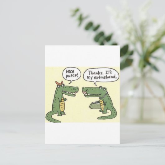 Funny Ex Husband Alligator Purse Briefkaart (Staand voorkant)