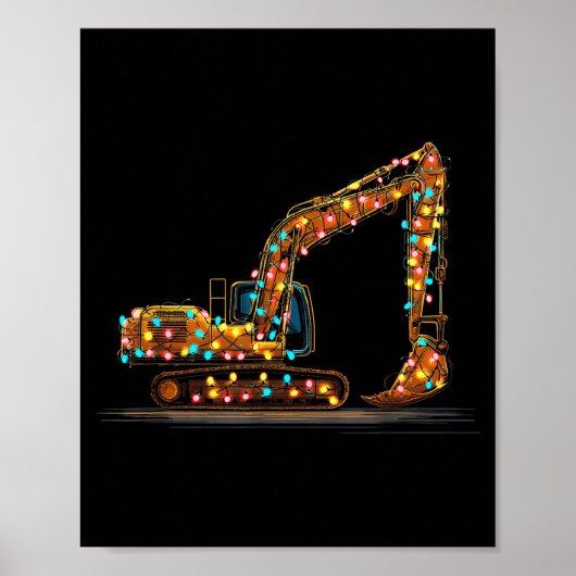 Funny Excavator Christmas Graphics Lights Lover Poster (Voorkant)