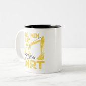 Funny Excavator Construction Tweekleurige Koffiemok (Voorkant links)