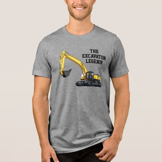 Funny Excavator Legend Heavy Equipment Operator Tri-Blend Shirt (Voorkant)