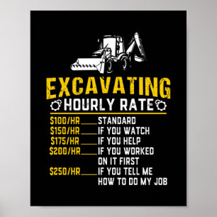 Funny Excavator met uursnelheid Poster