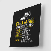 Funny Excavator met uursnelheid Vierkante Klok (Hoek)