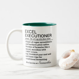 Funny Excel Executioner Definition Personalized Tweekleurige Koffiemok