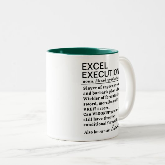 Funny Excel Executioner Definition Personalized Tweekleurige Koffiemok (Voorkant rechts)