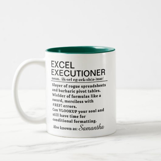 Funny Excel Executioner Definition Personalized Tweekleurige Koffiemok (Links)
