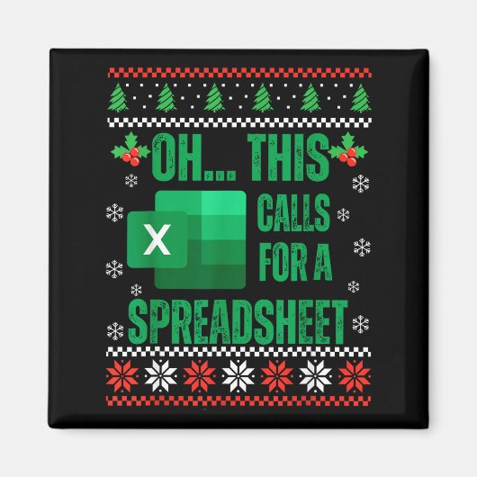 Funny Excel Spreadsheets Christmas Sweater Lover A Magneet (Voorkant)