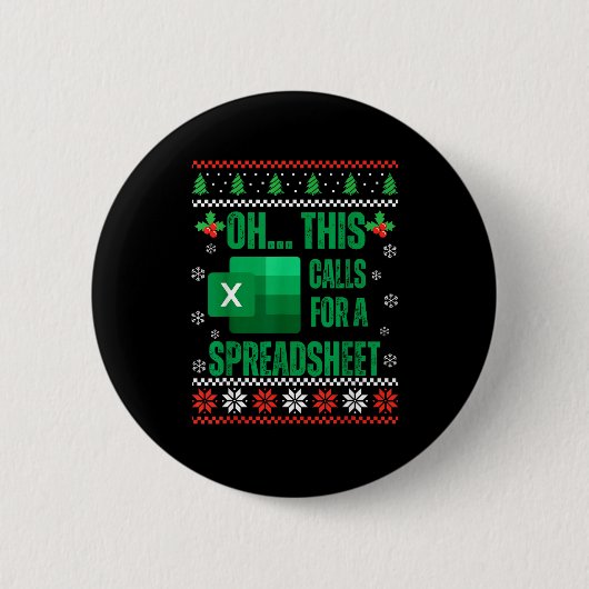 Funny Excel Spreadsheets Christmas Sweater Lover A Ronde Button 5,7 Cm (Voorkant)