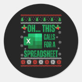 Funny Excel Spreadsheets Christmas Sweater Lover A Ronde Sticker (Voorkant)